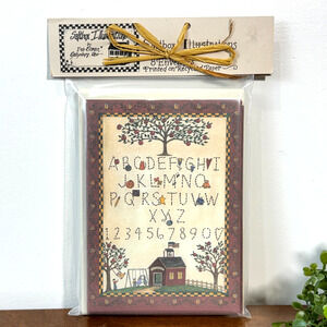 Deb Strain 8 Cards Envelopes Primitive Country Americana Schoolhouse Alphabet